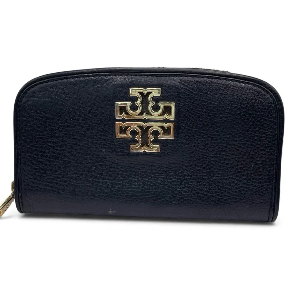 🎉 HP! ❤️ Tory Burch Black Pebbled Britten Continental Wallet